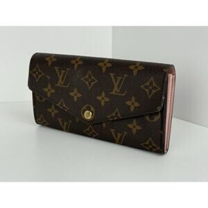 Louis Vuitton Monogram Sarah Long Wallet Brown Canvas Pink Interior